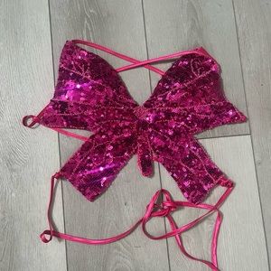 Hot pink sequin butterfly top